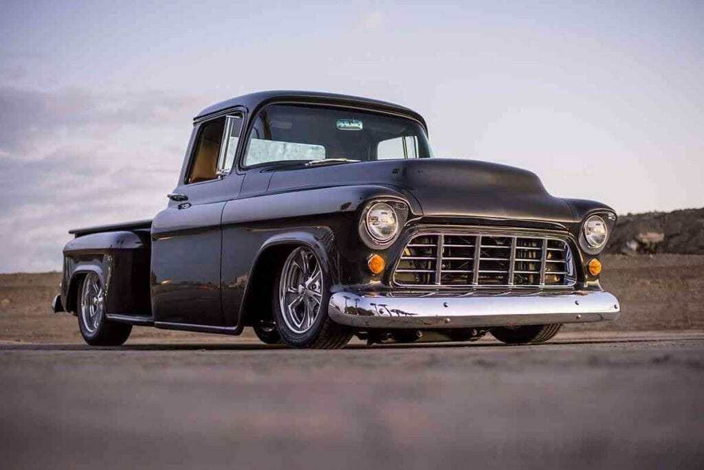 classic low chevrolet truck with milestar tires