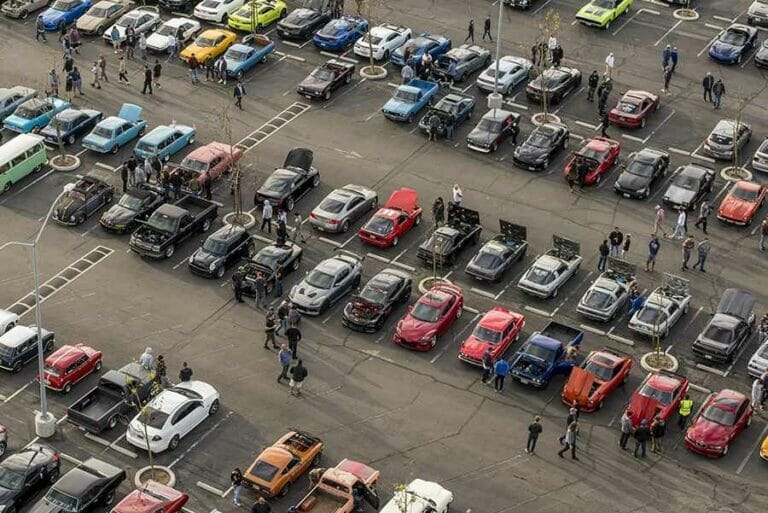Aerial view Cars and Coffee South Bay