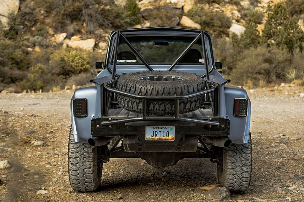 rear shot of jeep truck on milestar tires