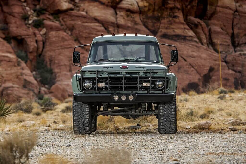 front shot of usfs work truck restored