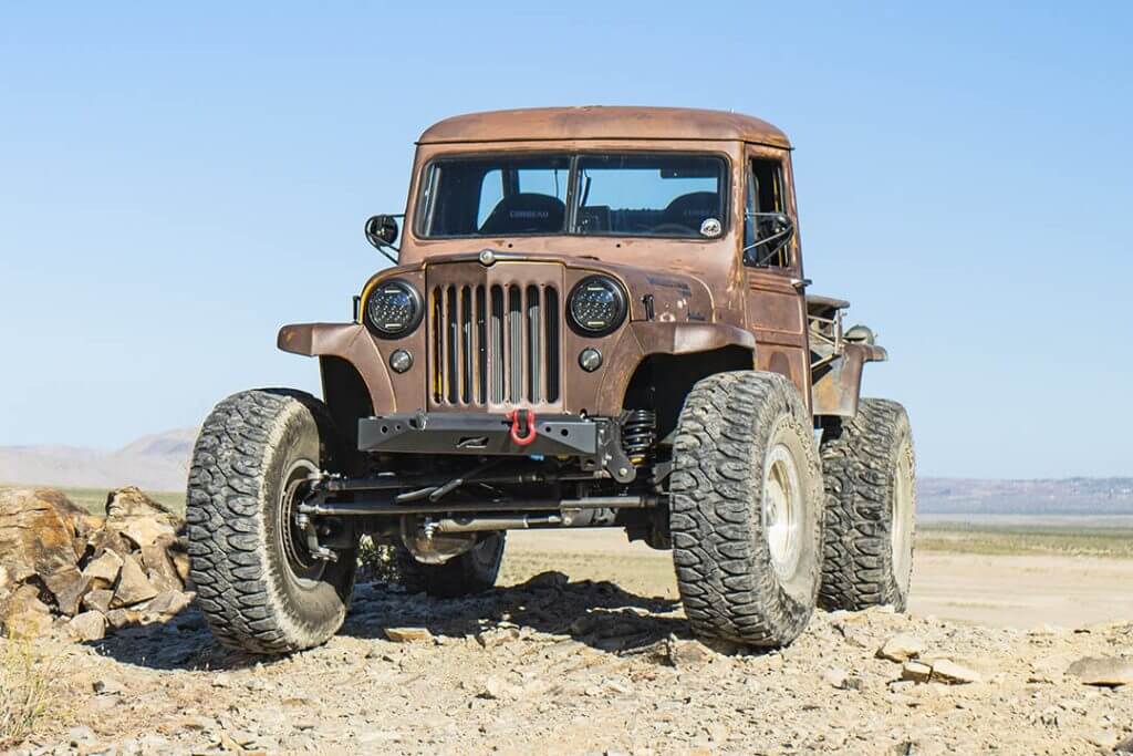 Brown rusty 56 Jeep Willys with Milestar Patagonia M/T tires