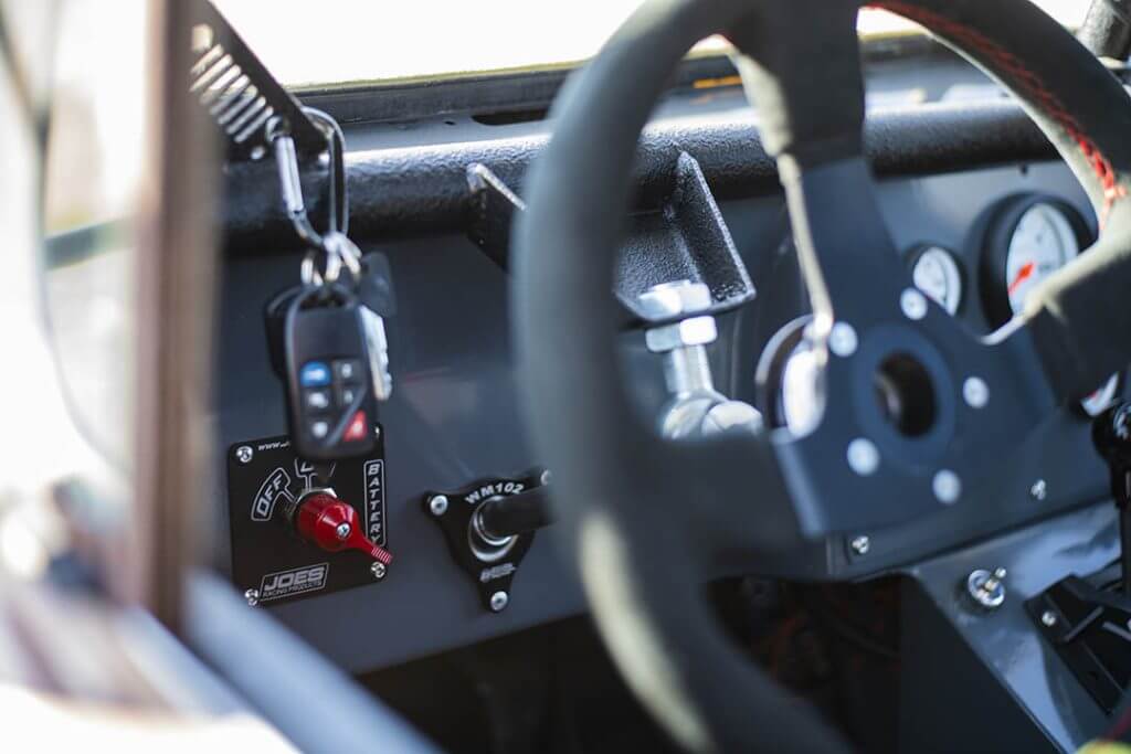 Interior shot of an antique 1956 Jeep truck