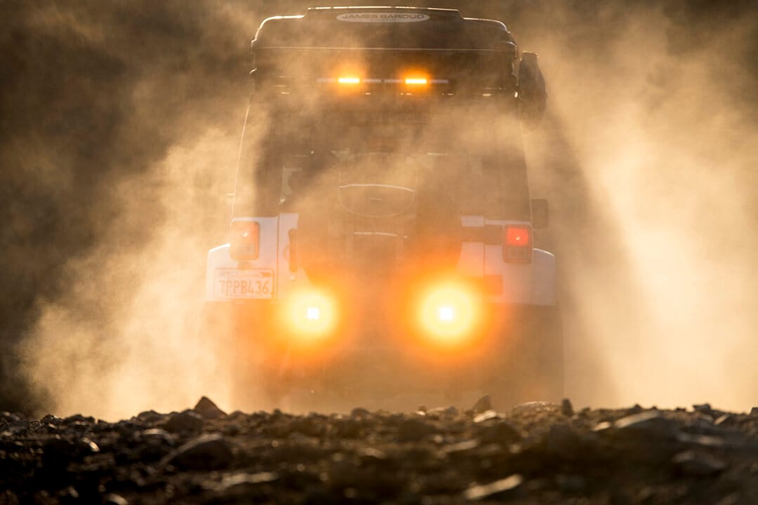 overlanding land rover defender on milestar patagonia mt in desert